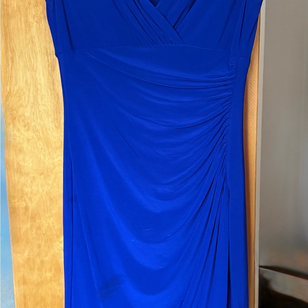 Lauren Ralph Lauren Blue Ruched Sheath Maxi Dress